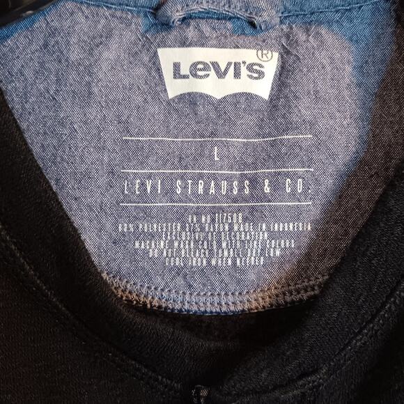 Levis Henley Sweater Mens Large Black Lightweight Textured Stressed Casual - Picture 6 of 12